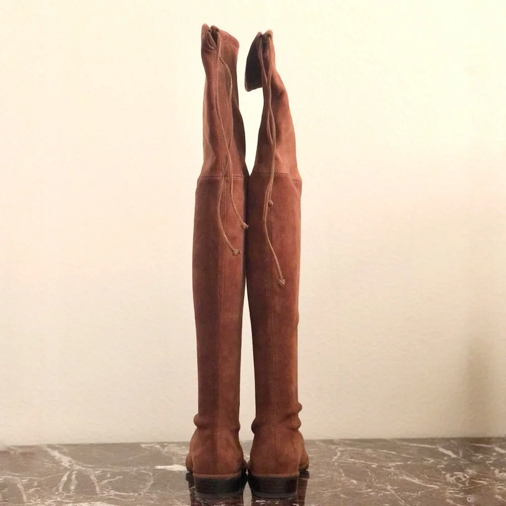 New STUART WEITZMAN Lowland Over the Knee Suede Boots in Brown